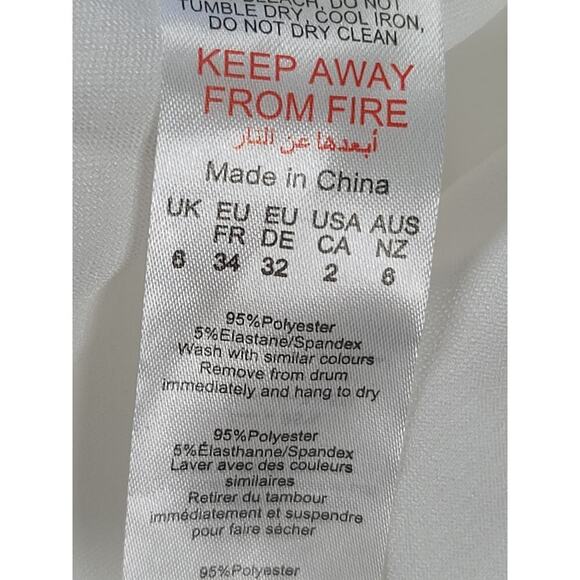 Pretty Little Thing White Satin Bardot twist front crop top women's blouse Sz 2 - Picture 10 of 12